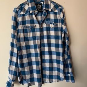 Blue plaid Express button up